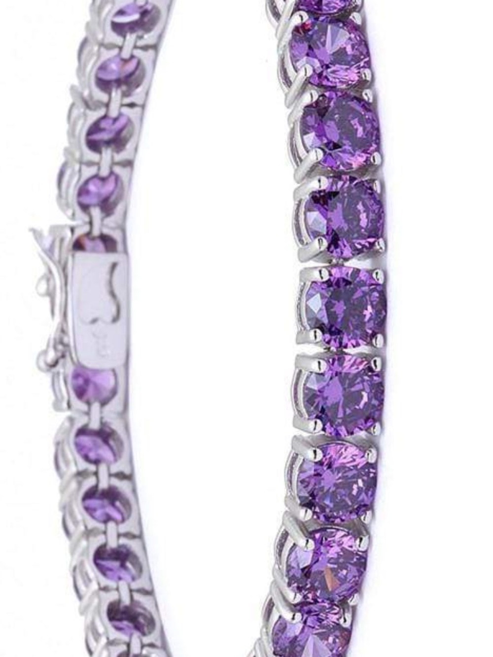 Womens Sterling Silver .925 Amethyst Tennis Bracelet - Picture 4 of 4